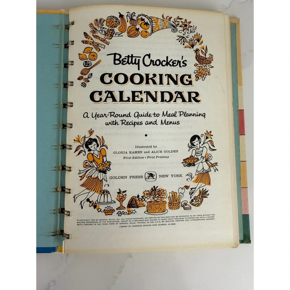 Betty Crocker Cooking Calendar 1962 First Edition Vintage Spiral Cookbook MCM
